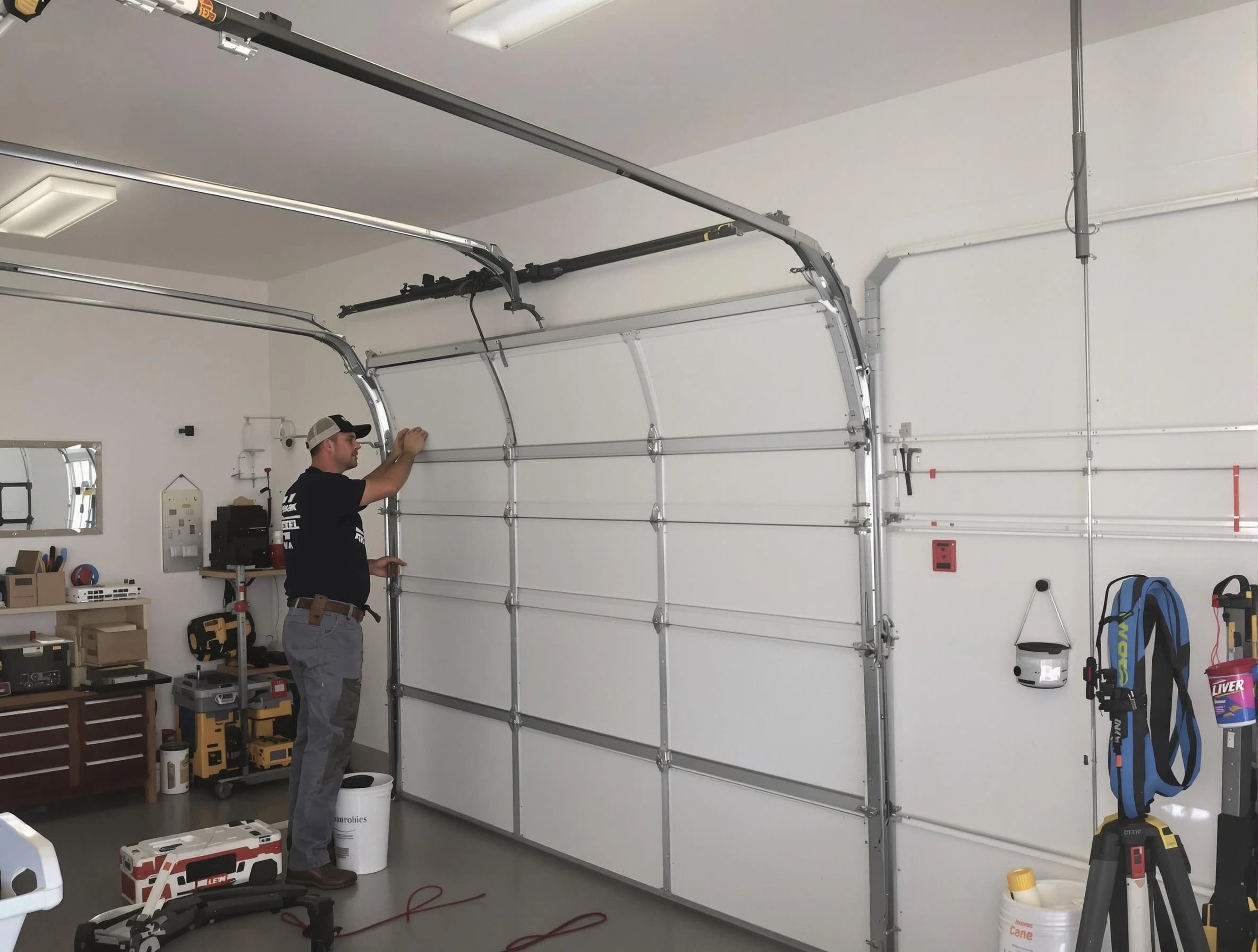 Livingston Garage Door Repair team installing new garage door in Livingston