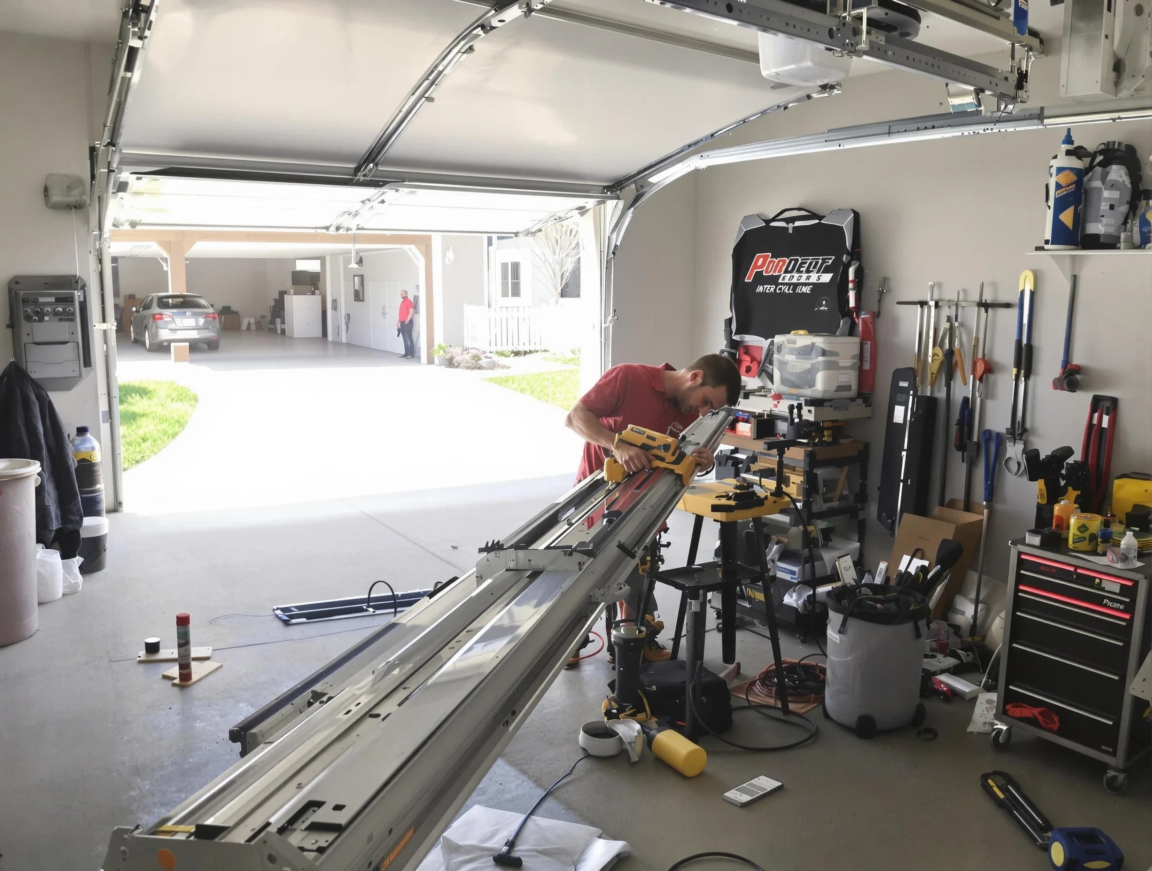 Livingston Garage Door Repair expert performing track repair in Livingston