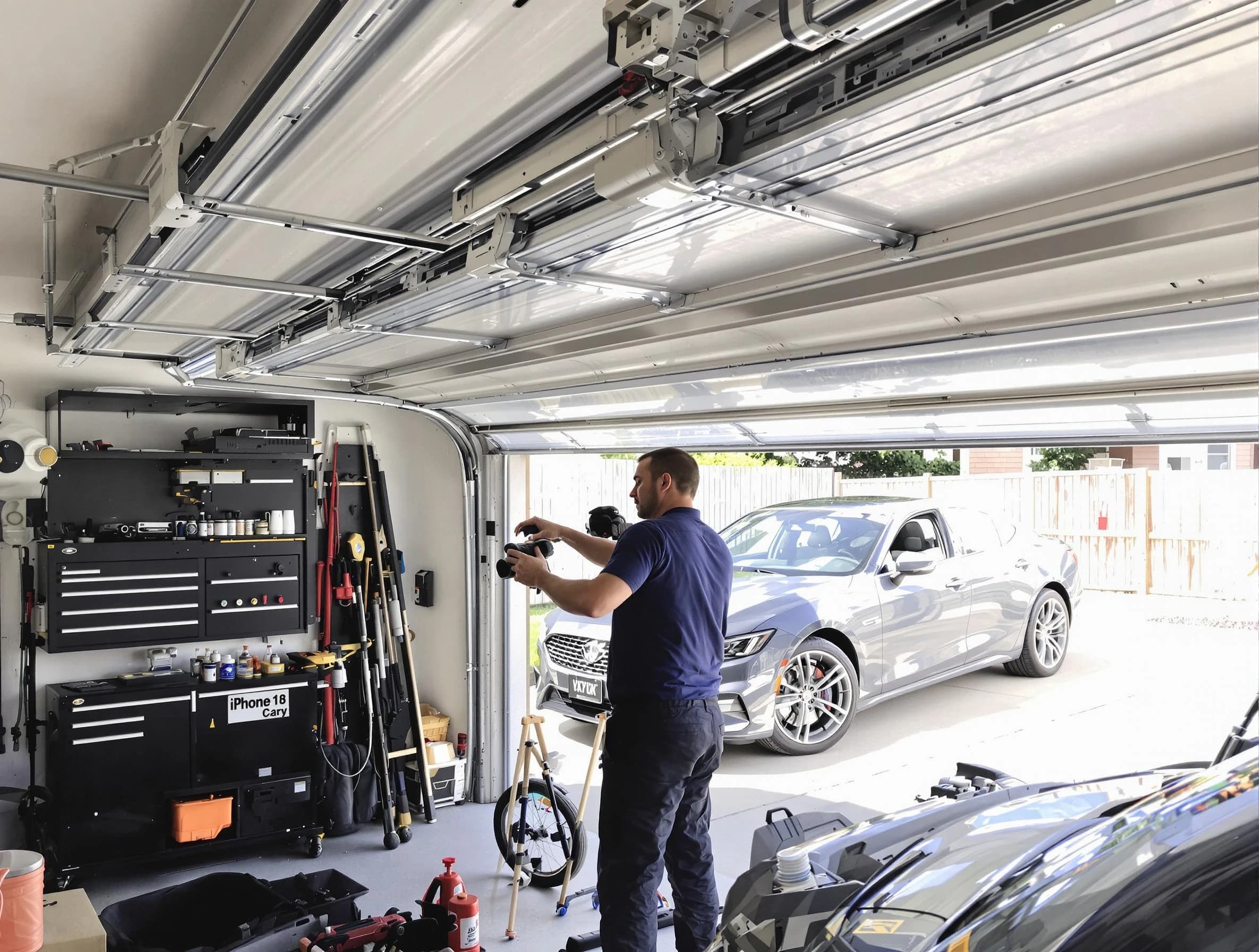 Livingston Garage Door Repair technician fixing noisy garage door in Livingston