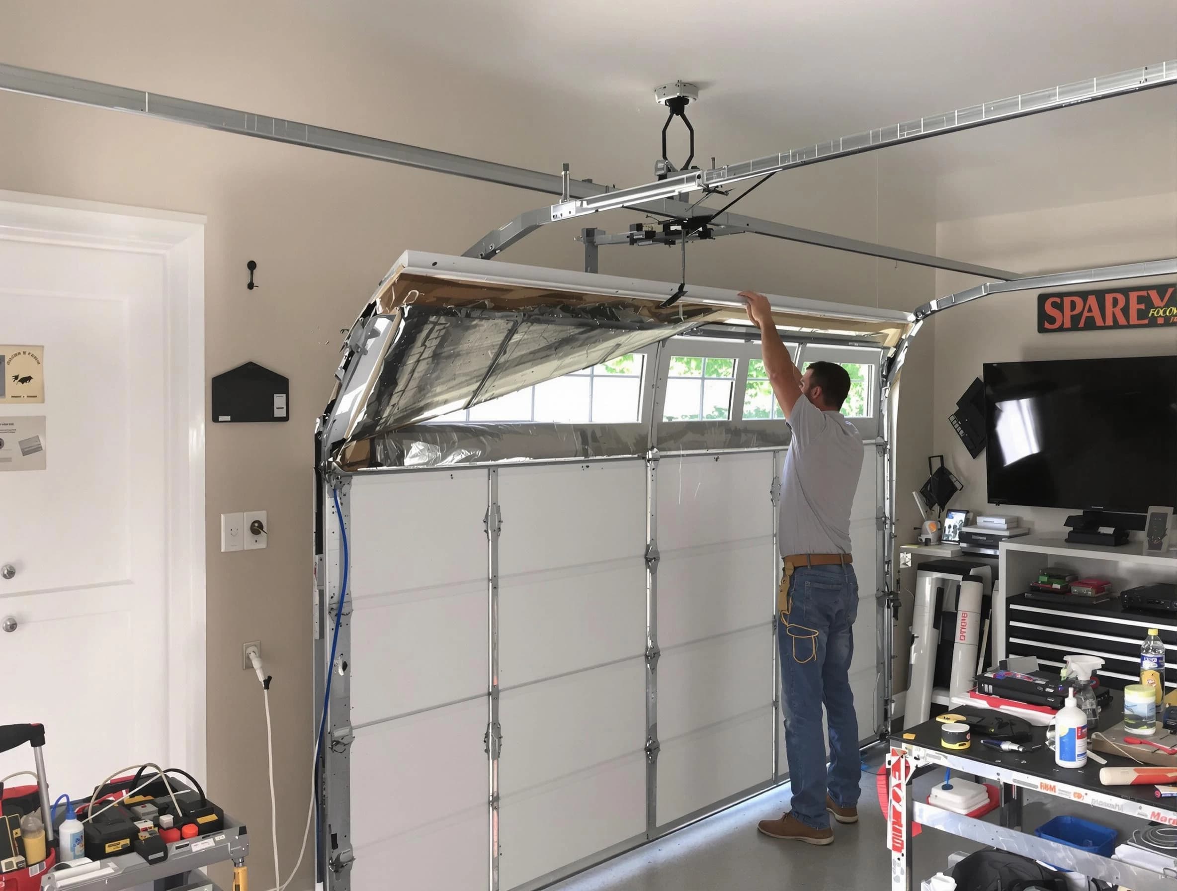 Garage door section replacement by Livingston Garage Door Repair in Livingston