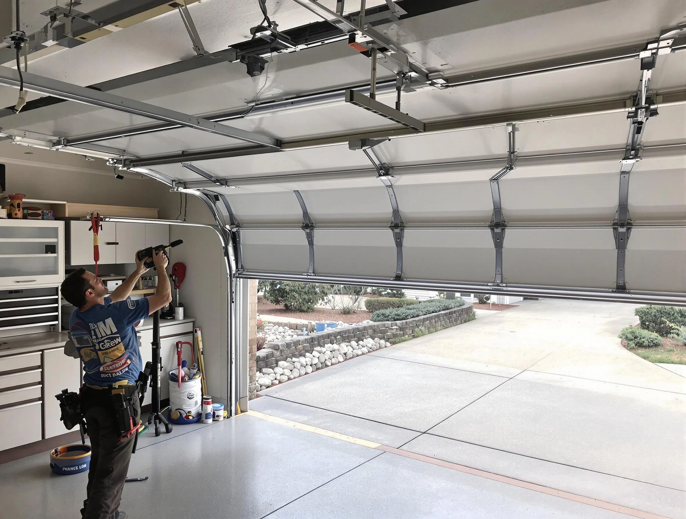 Garage door track repair service by Livingston Garage Door Repair in Livingston